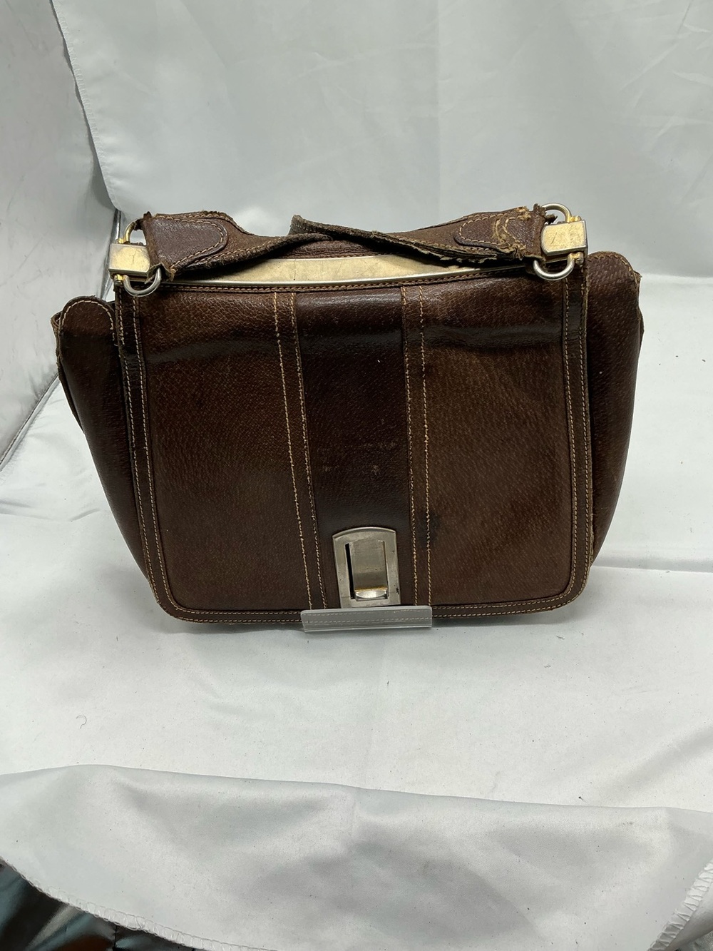 Gucci Vintage Canvas & Brown Leather Shoulder Tote Bag - Imperfect Bag 👀 - Picture 7 of 15